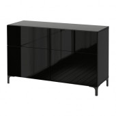 BESTÅ Storage combination w doors/drawers, black-brown, Selsviken high-gloss/black - 190.896.05