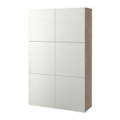 BESTÅ Storage combination with doors, walnut effect light gray, Laxviken white - 990.716.30