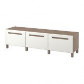 BESTÅ Storage combination with drawers, walnut effect light gray, Marviken white - 390.884.69
