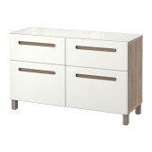 BESTÅ Storage combination with drawers, walnut effect light gray, Marviken white - 591.040.53