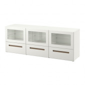 BESTÅ TV bench with doors and drawers, Marviken white clear glass - 090.853.73