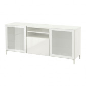 BESTÅ TV unit with drawers, white, Selsviken high-gloss/white frosted glass - 490.836.35