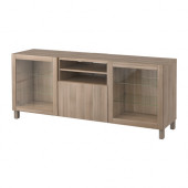 BESTÅ TV unit with drawers, Lappviken, Sindvik gray stained walnut eff clear glass - 790.836.53