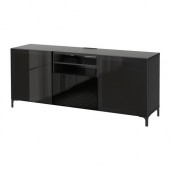 BESTÅ TV unit with drawers, black-brown, Selsviken high gloss/black smoked glass - 390.836.45