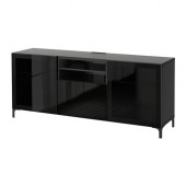 BESTÅ TV unit with drawers, black-brown, Selsviken high gloss/black clear glass - 690.712.07