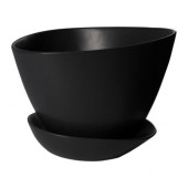 BIGARRÅ Plant pot with saucer, black indoor/outdoor, black - 501.551.84