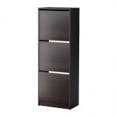 BISSA Shoe cabinet with 3 compartments, black, brown - 502.484.28