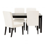 BJURSTA /
HENRIKSDAL Table and 4 chairs, brown-black, Gobo white - 499.282.63