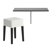 BJURSTA /
NILS Table and 1 stool, brown-black, Blekinge white - 699.196.82