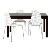 BJURSTA /
VILMAR Table and 4 chairs, brown-black, stripe black - 999.153.62