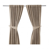 BLEKVIVA Curtains with tie-backs, 1 pair, beige - 902.629.31