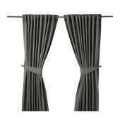BLEKVIVA Curtains with tie-backs, 1 pair, gray - 402.619.05