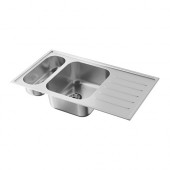 BOHOLMEN 1 1/2 bowl inset sink with drainer, stainless steel - 898.474.63