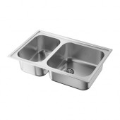 BOHOLMEN Double-bowl inset sink, stainless steel - 798.474.68
