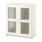BRIMNES Cabinet with doors, glass, white - 503.006.66