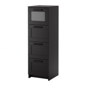 BRIMNES 4-drawer chest, black, frosted glass - 402.383.40