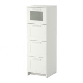 BRIMNES 4-drawer chest, white, frosted glass - 102.180.27