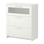 BRIMNES 3-drawer chest, white, frosted glass - 802.180.24