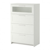 BRIMNES 4-drawer dresser, white, frosted glass - 502.180.25