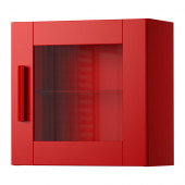 BRIMNES Wall cabinet with glass door, red - 103.006.54