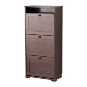 BRUSALI Shoe cabinet with 3 compartments, brown - 702.676.04