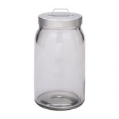 BURKEN Jar with lid, clear glass, aluminum - 861.301.00