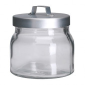 BURKEN Jar with lid, clear glass, aluminum - 500.814.52