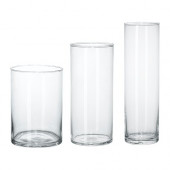 CYLINDER Vase, set of 3, clear glass - 601.750.92