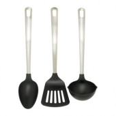 DIREKT 3-piece kitchen utensil set, black, stainless steel - 501.375.81