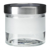 DROPPAR Jar with lid, frosted glass, stainless steel - 001.125.40