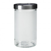 DROPPAR Jar with lid, frosted glass, stainless steel - 801.125.41
