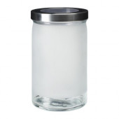 DROPPAR Jar with lid, frosted glass, stainless steel - 201.125.39