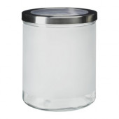 DROPPAR Jar with lid, frosted glass, stainless steel - 401.125.43