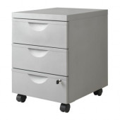 ERIK Drawer unit w 3 drawers on casters, silver color - 001.043.33