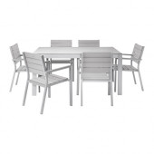 FALSTER Table+6 armchairs, outdoor, gray - 199.286.03