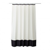 FÄRGLAV Shower curtain, white, black - 502.328.56