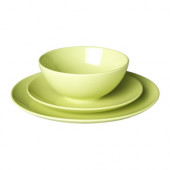 FÄRGRIK 18-piece dinnerware set, green, stoneware - 201.455.73