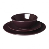FÄRGRIK 18-piece dinnerware set, dark lilac, stoneware - 001.455.74