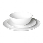 FÄRGRIK 18-piece dinnerware set, white, stoneware - 901.316.57