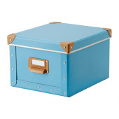 FJÄLLA Box with lid, blue - 502.919.97