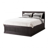 FJELL Bed frame with storage, black, Lönset - 690.190.40