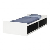 FLAXA Bed frame w/storage+slatted bedbase, white - 390.319.15