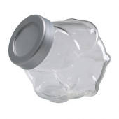 FÖRVAR Jar with lid, glass, aluminum color - 000.302.62