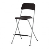FRANKLIN Bar stool with backrest, foldable, brown-black, silver color - 401.992.11