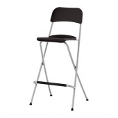 FRANKLIN Bar stool with backrest, foldable, brown-black, silver color - 501.992.15