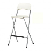 FRANKLIN Bar stool with backrest, foldable, white, silver color - 101.992.17