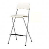 FRANKLIN Bar stool with backrest, foldable, white, silver color - 001.992.08
