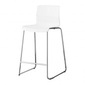 GLENN Bar stool, white, chrome plated - 301.356.58