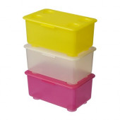 GLIS Box with lid, pink/white, yellow - 200.474.50