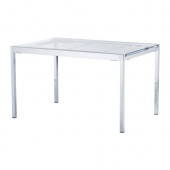 GLIVARP Extendable table, clear, chrome plated - 302.175.26